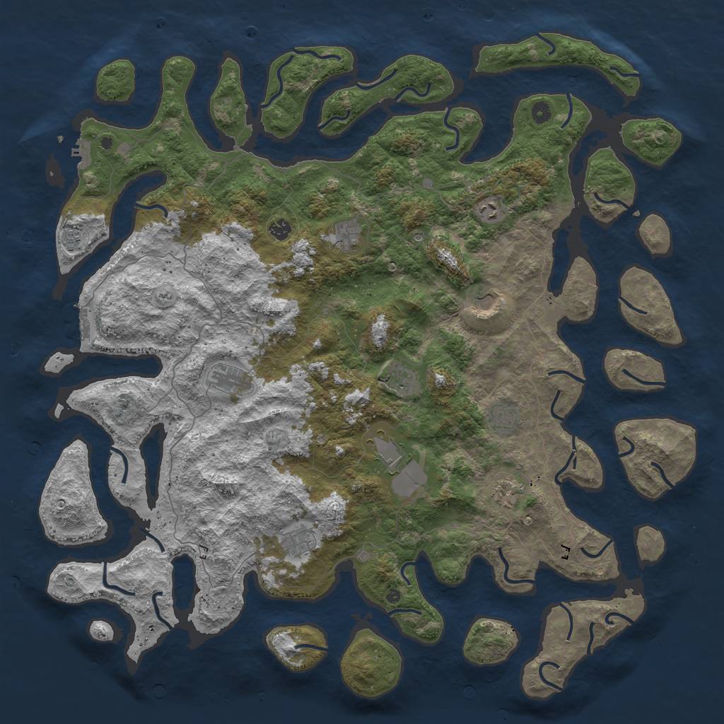 Rust Map: Procedural Map, Size: 5300, Seed: 18745, 16 Monuments