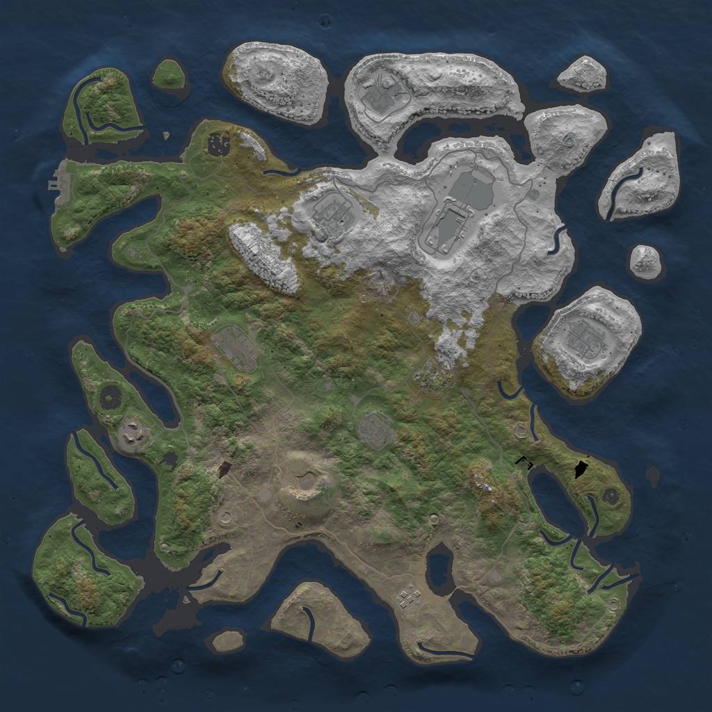 Rust Map: Procedural Map, Size: 4500, Seed: 33007, 15 Monuments