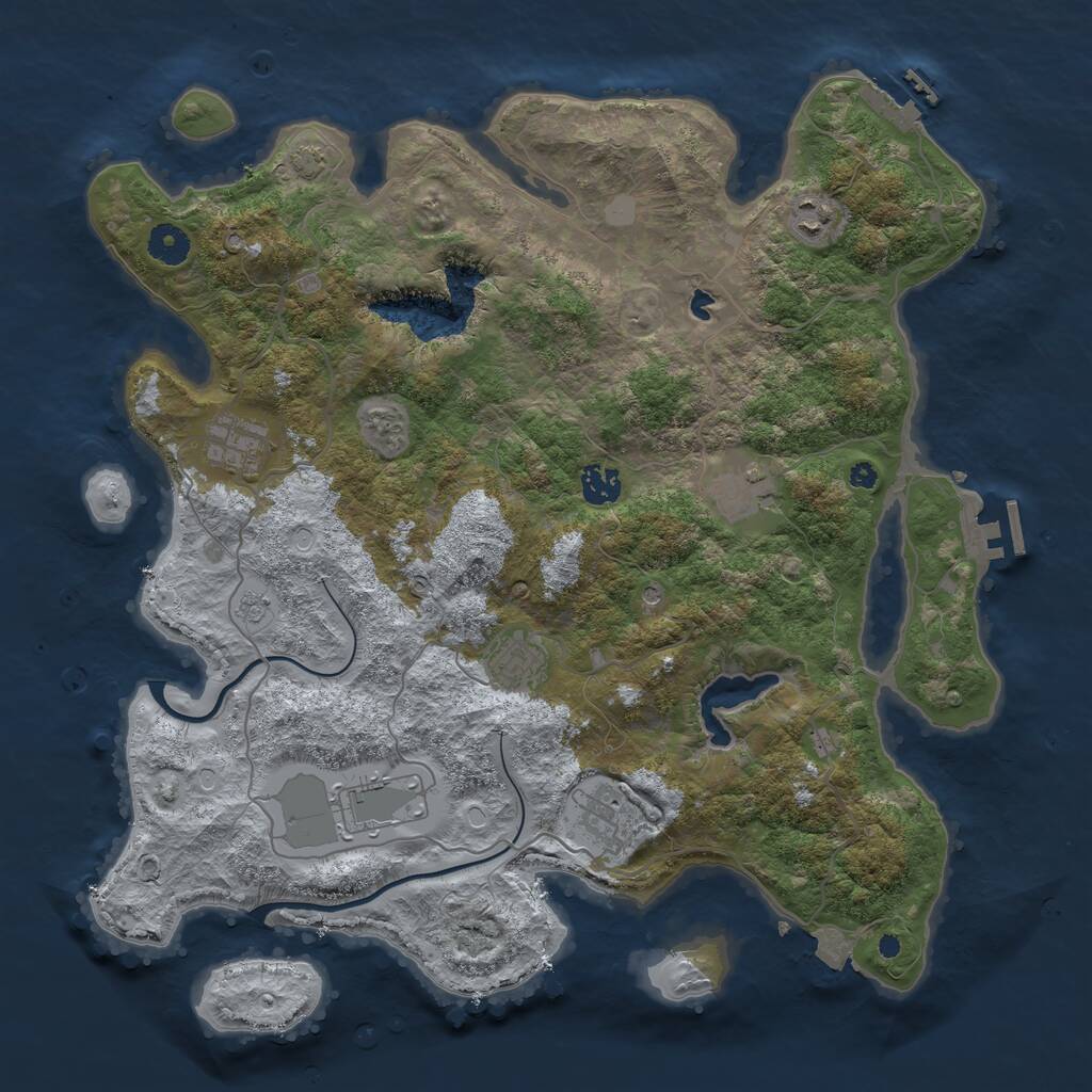 Rust Map: Procedural Map, Size: 4000, Seed: 7789, 13 Monuments