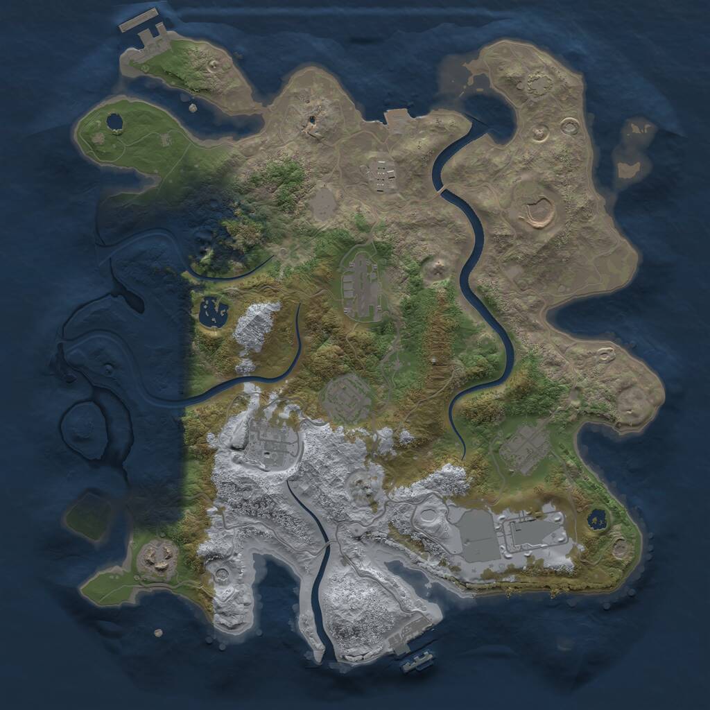 Rust Map: Procedural Map, Size: 3500, Seed: 214748367, 14 Monuments