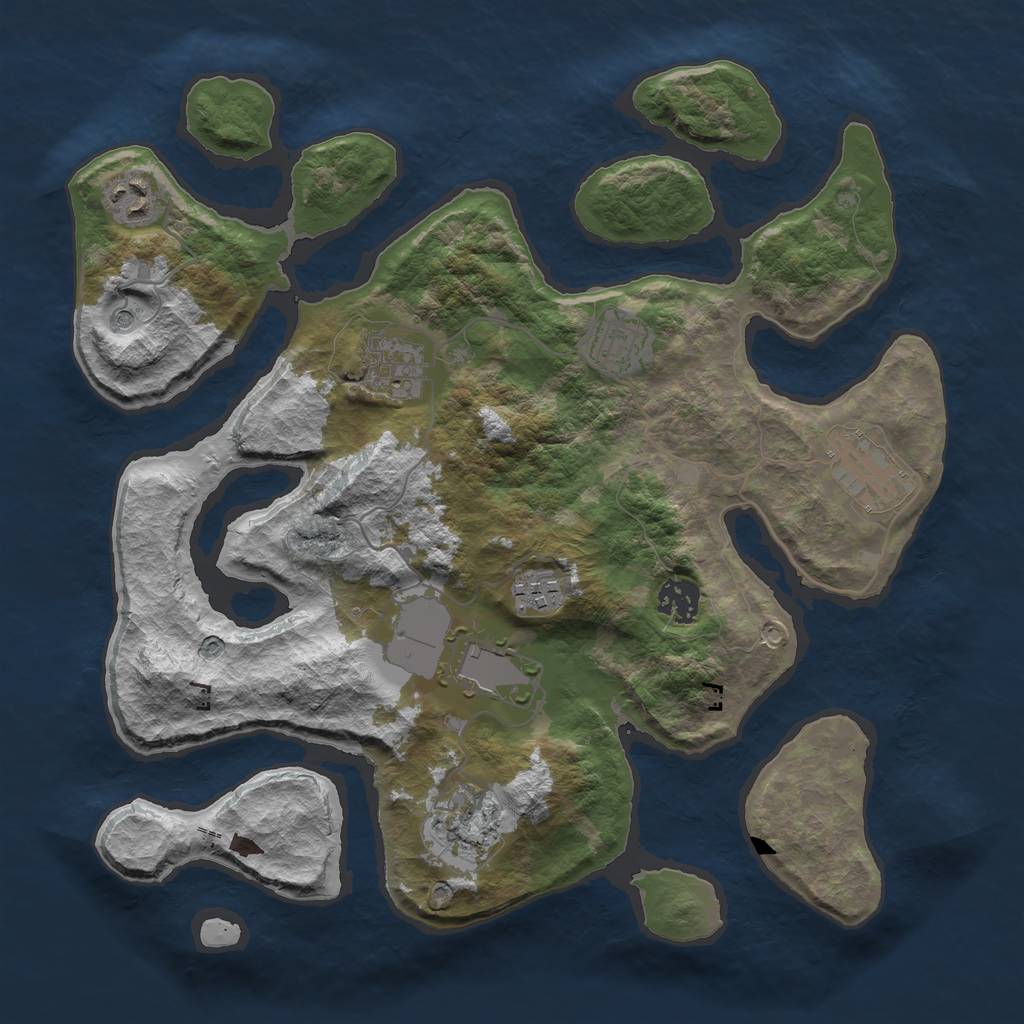 Rust Map: Barren, Size: 3500, Seed: 878620907, 11 Monuments
