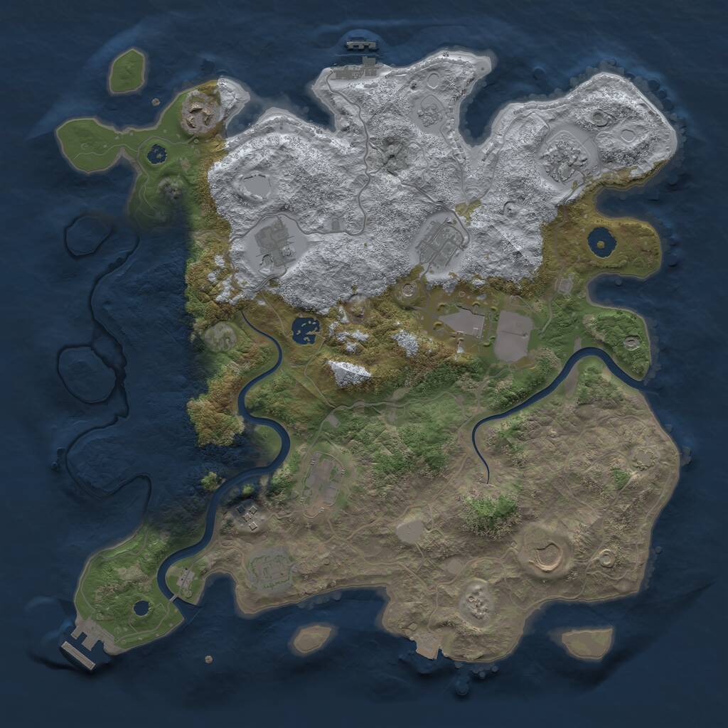 Rust Map: Procedural Map, Size: 3850, Seed: 1317218112, 16 Monuments