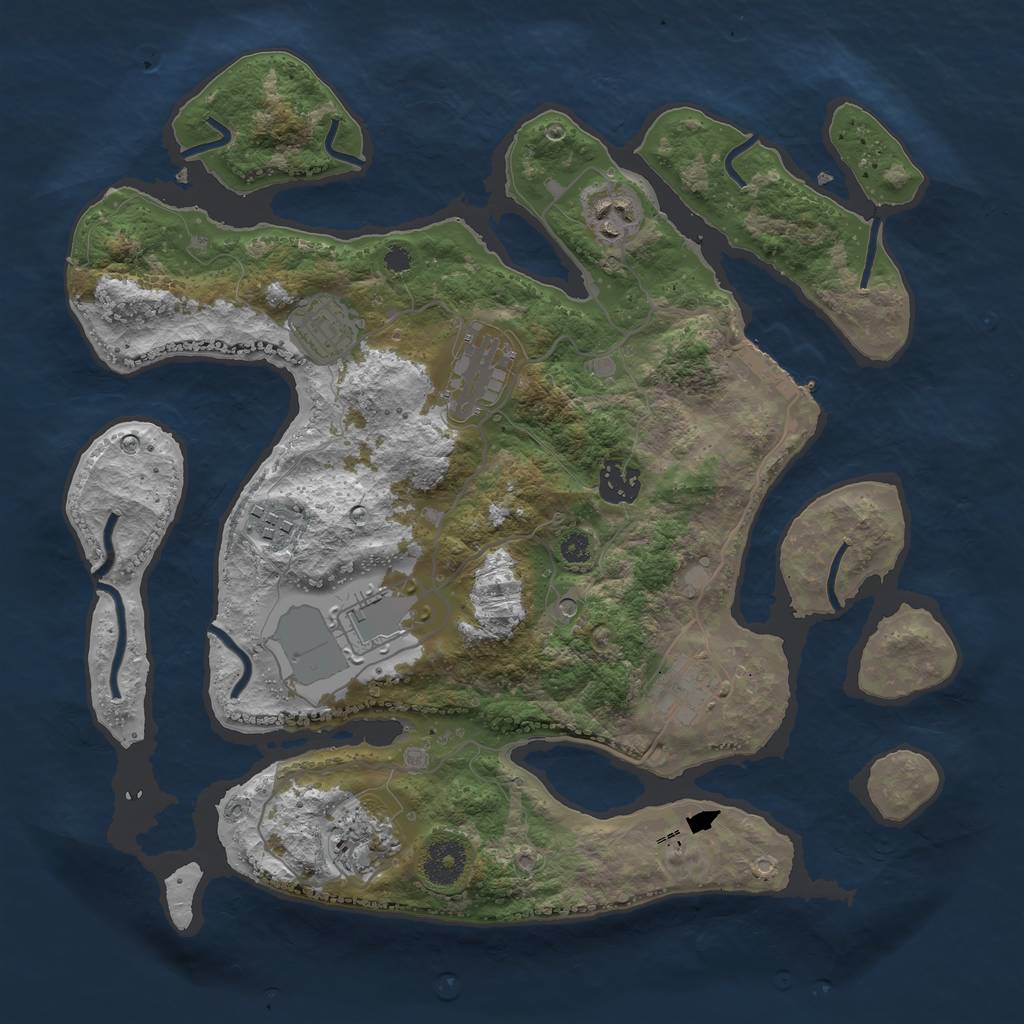 Rust Map: Procedural Map, Size: 3500, Seed: 350071, 12 Monuments