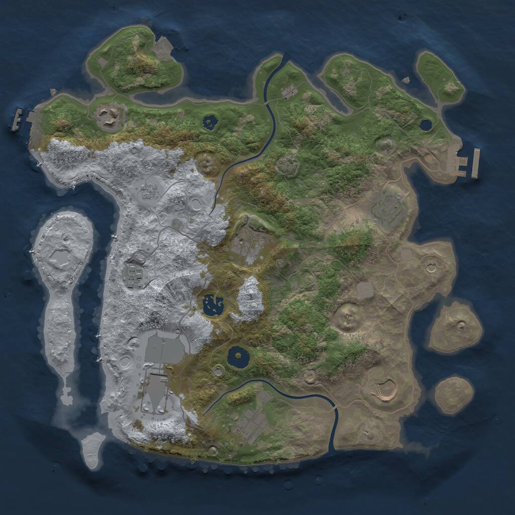 Rust Map: Procedural Map, Size: 3500, Seed: 350071, 14 Monuments