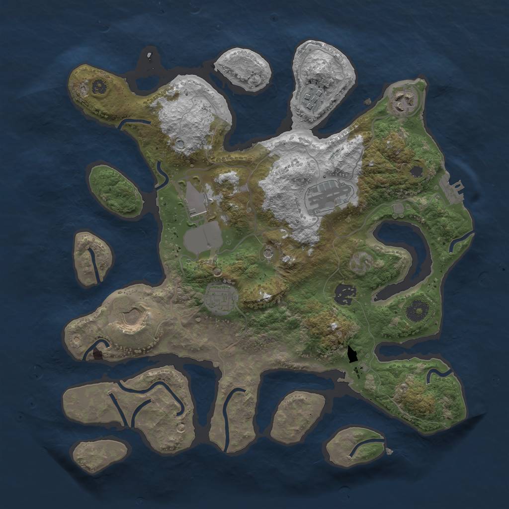 Rust Map: Procedural Map, Size: 3500, Seed: 669425, 11 Monuments