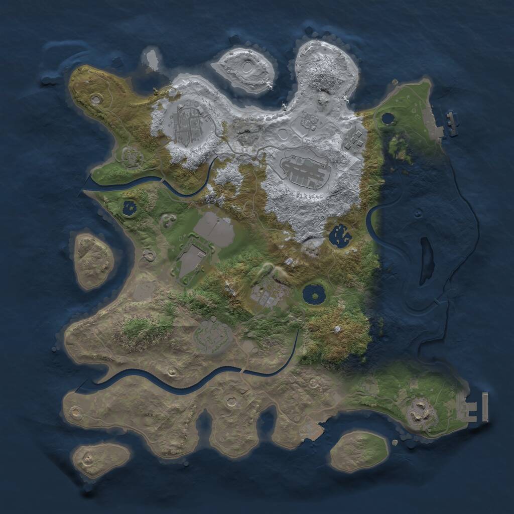 Rust Map: Procedural Map, Size: 3500, Seed: 669425, 14 Monuments