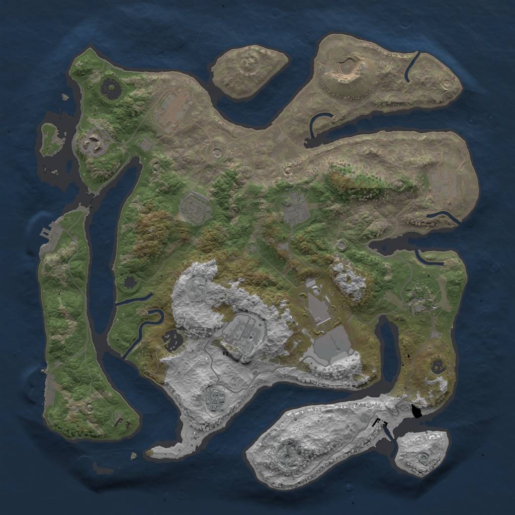 Rust Map: Procedural Map, Size: 3700, Seed: 120625470, 16 Monuments