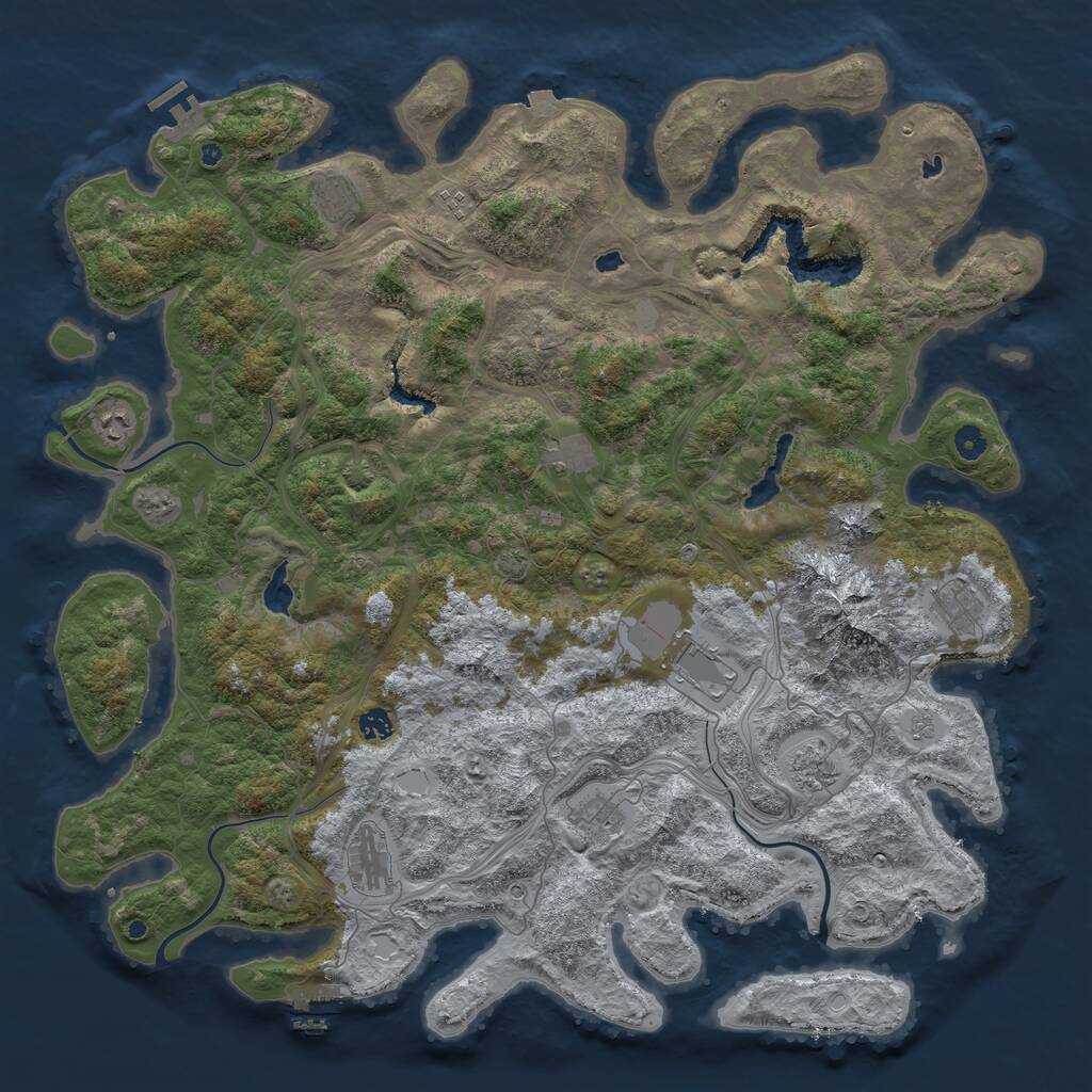 Rust Map: Procedural Map, Size: 5000, Seed: 54970, 16 Monuments