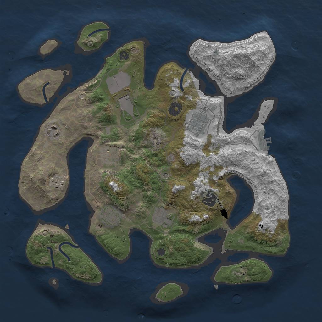 Rust Map: Procedural Map, Size: 3500, Seed: 85886174, 12 Monuments