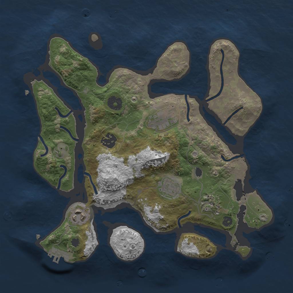 Rust Map: Procedural Map, Size: 3000, Seed: 19831985, 8 Monuments