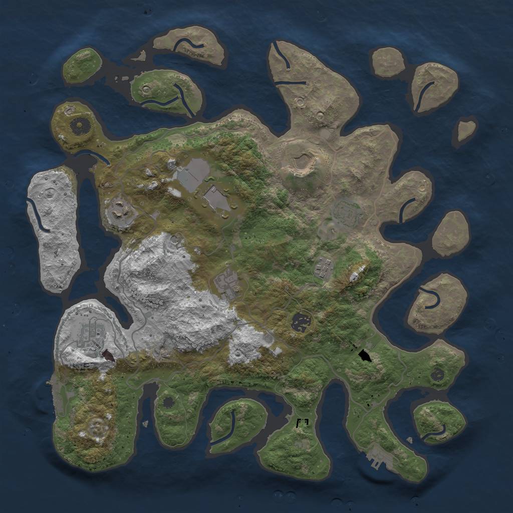 Rust Map: Procedural Map, Size: 4000, Seed: 55177984, 13 Monuments