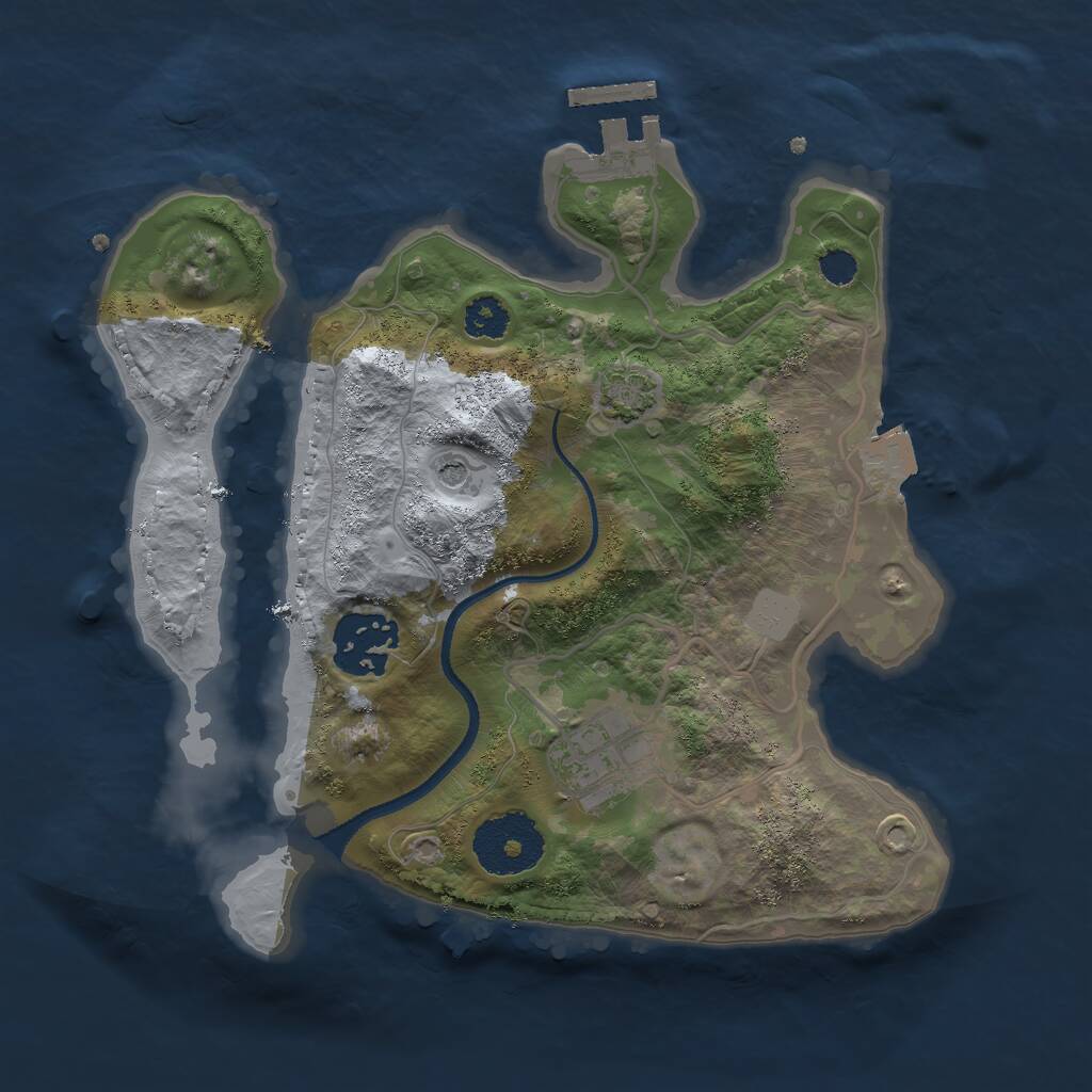 Rust Map: Procedural Map, Size: 2500, Seed: 350071, 6 Monuments