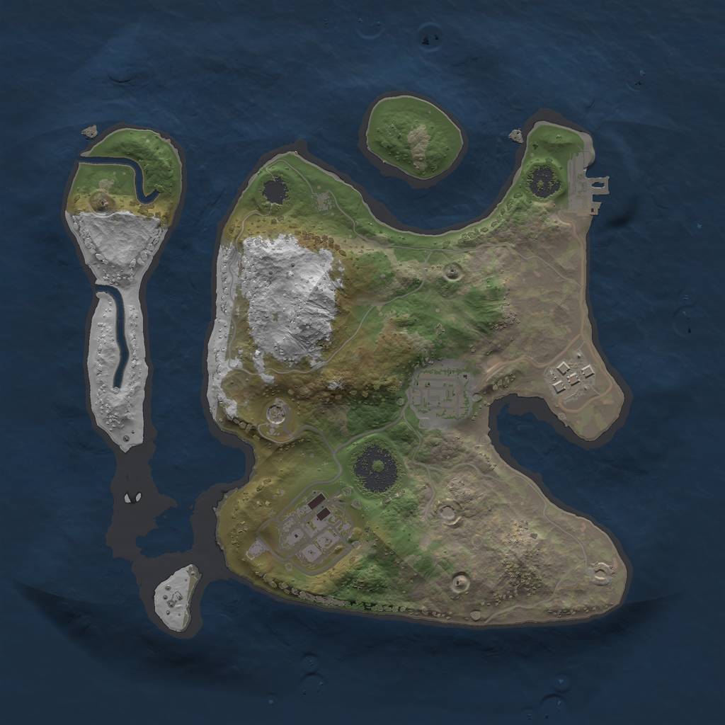 Rust Map: Procedural Map, Size: 2500, Seed: 350071, 7 Monuments