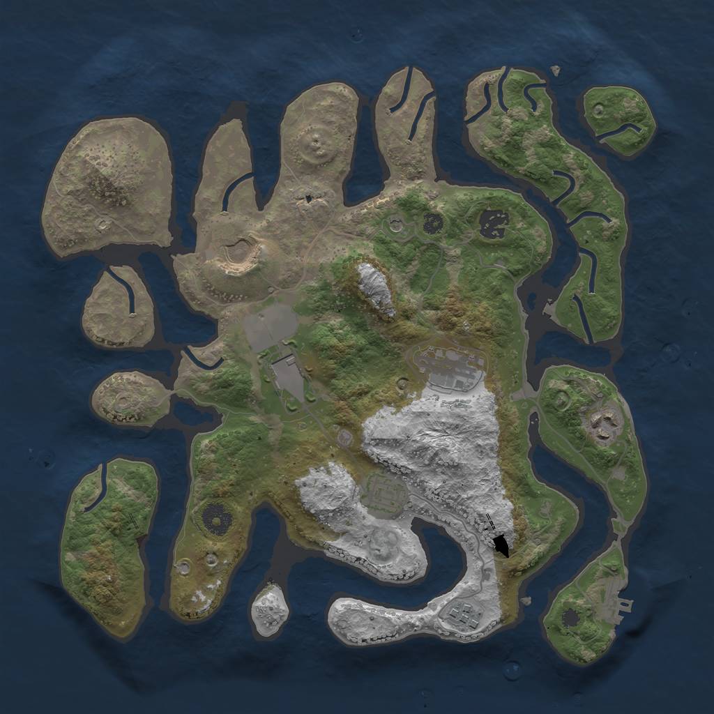 Rust Map: Procedural Map, Size: 3500, Seed: 2423331, 11 Monuments