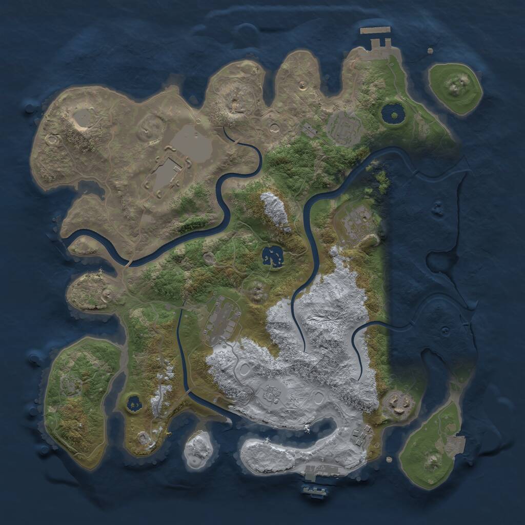 Rust Map: Procedural Map, Size: 3500, Seed: 2423331, 13 Monuments
