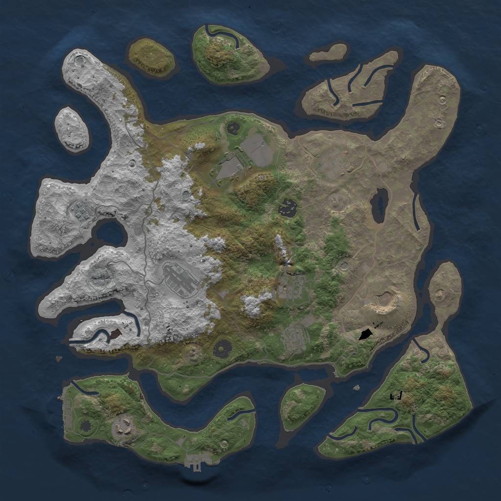 Rust Map: Procedural Map, Size: 4000, Seed: 1167009332, 14 Monuments