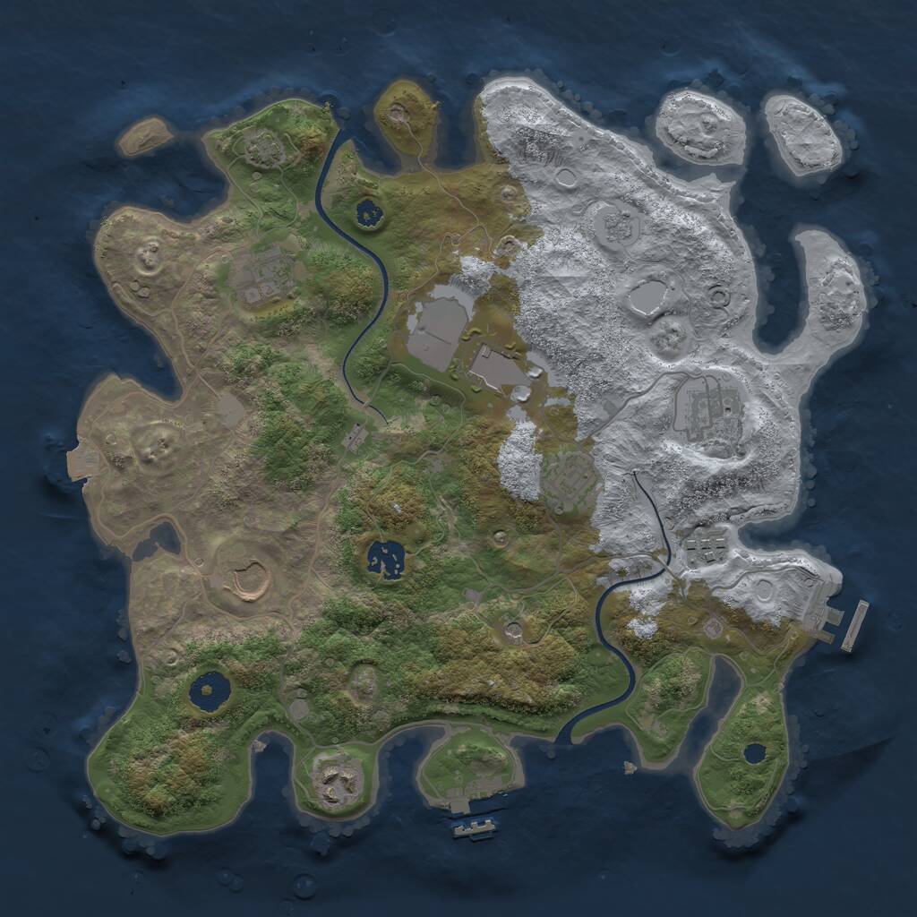 Rust Map: Procedural Map, Size: 3500, Seed: 4639156, 14 Monuments