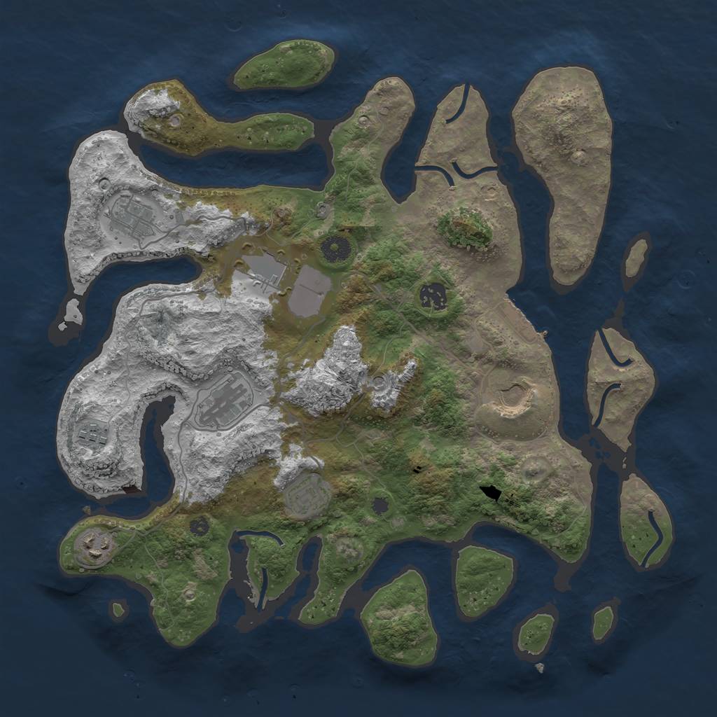 Rust Map: Procedural Map, Size: 3800, Seed: 5644, 12 Monuments