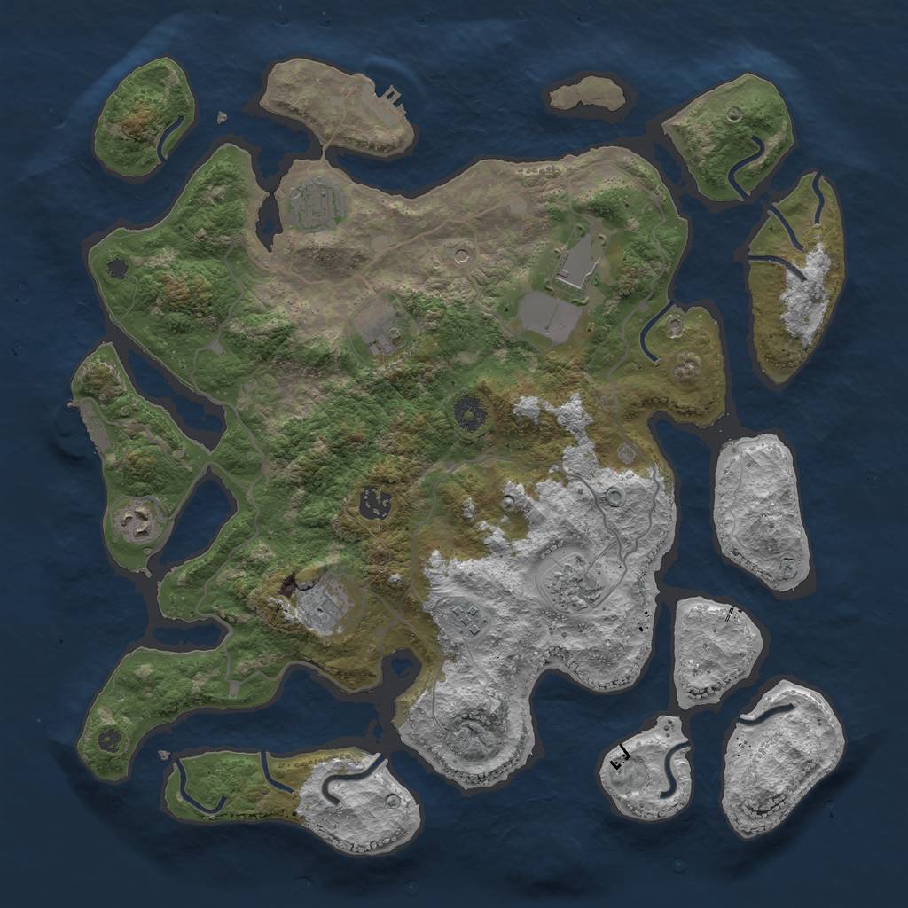 Rust Map: Procedural Map, Size: 4000, Seed: 1341480278, 13 Monuments