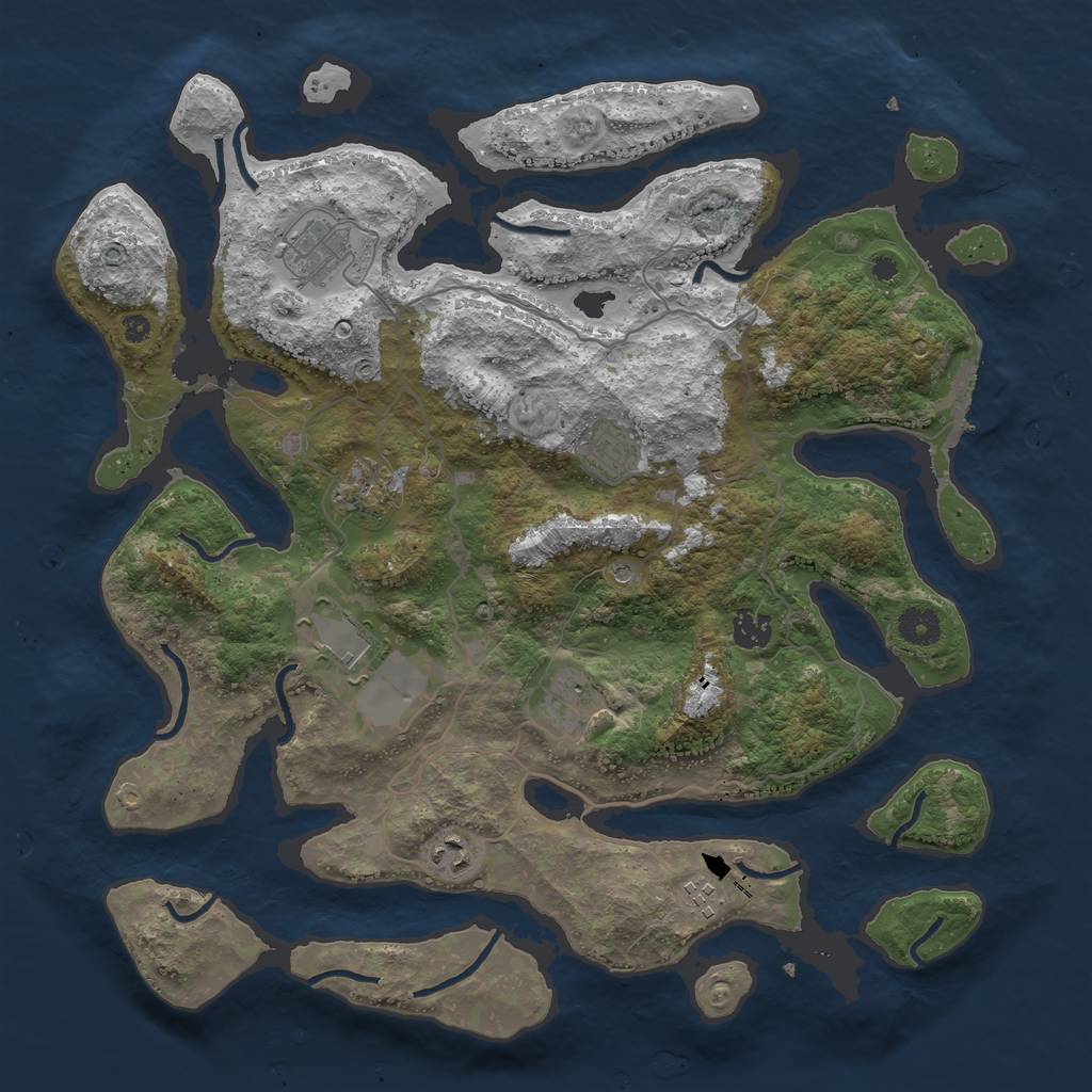 Rust Map: Procedural Map, Size: 4000, Seed: 709784772, 12 Monuments