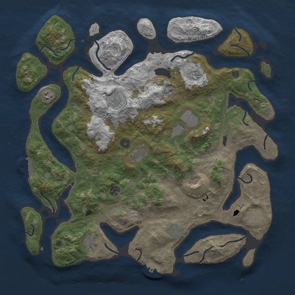 Rust Map: Procedural Map, Size: 4500, Seed: 1534490374, 16 Monuments