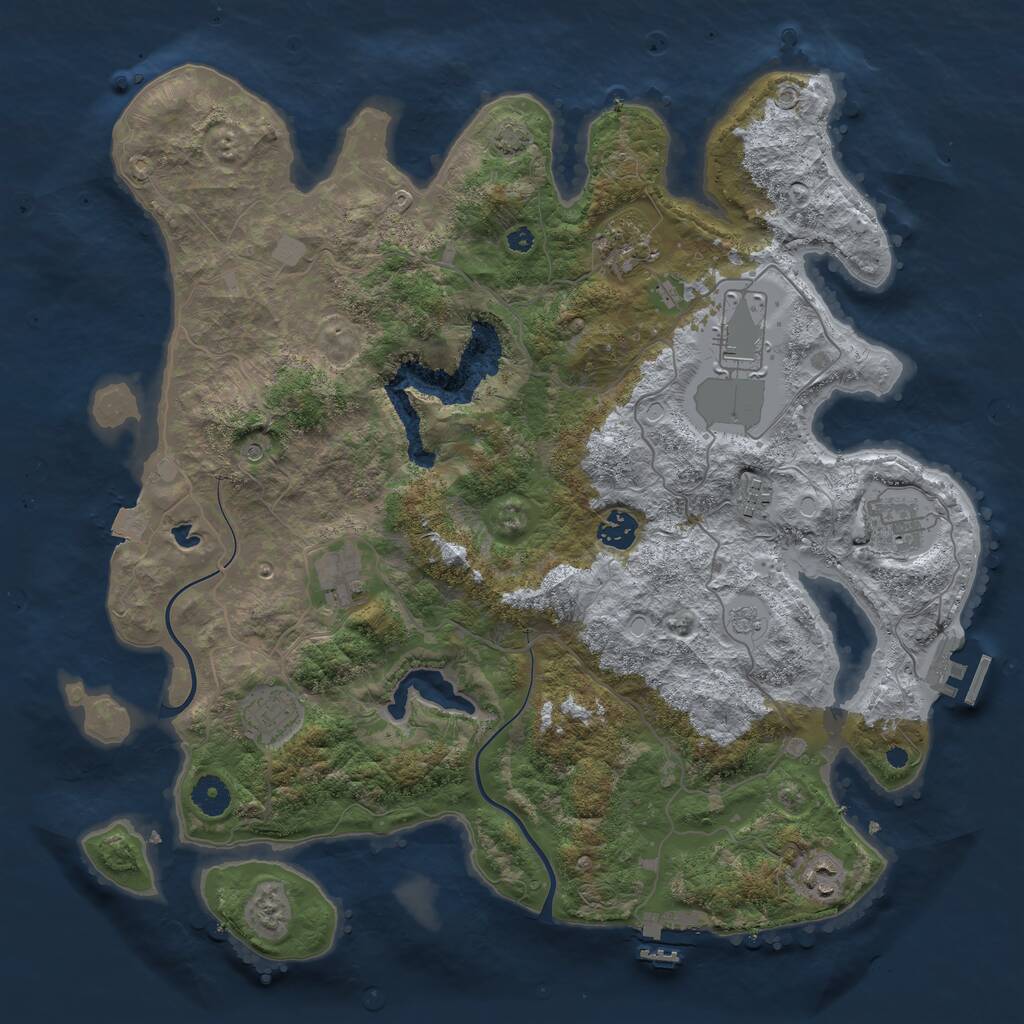 Rust Map: Procedural Map, Size: 4000, Seed: 1550441250, 14 Monuments
