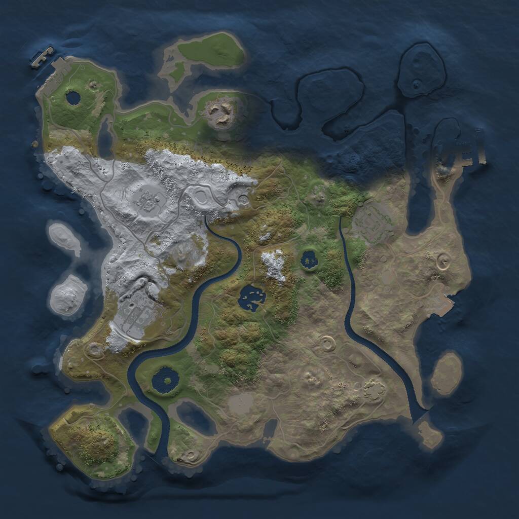 Rust Map: Procedural Map, Size: 3000, Seed: 2093597817, 10 Monuments