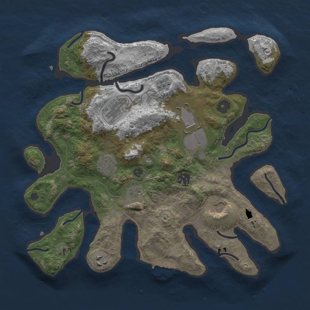 Rust Map: Procedural Map, Size: 3500, Seed: 79419131, 12 Monuments