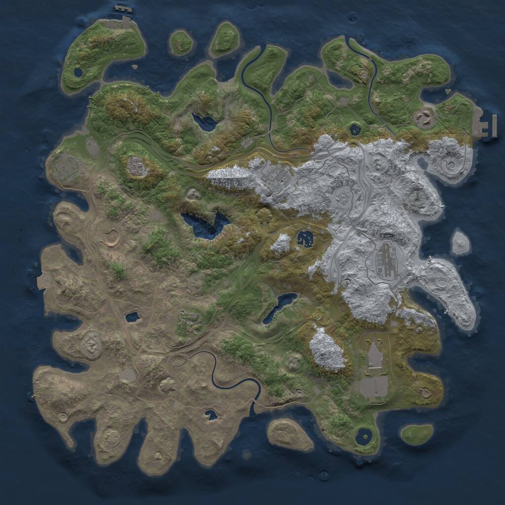 Rust Map: Procedural Map, Size: 4500, Seed: 1175178778, 15 Monuments