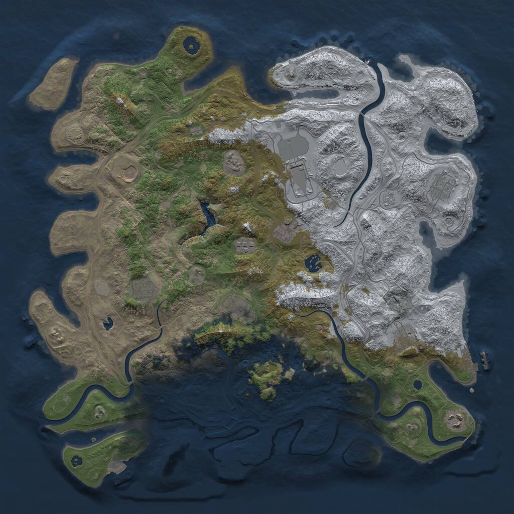 Rust Map: Procedural Map, Size: 4500, Seed: 1396448996, 16 Monuments