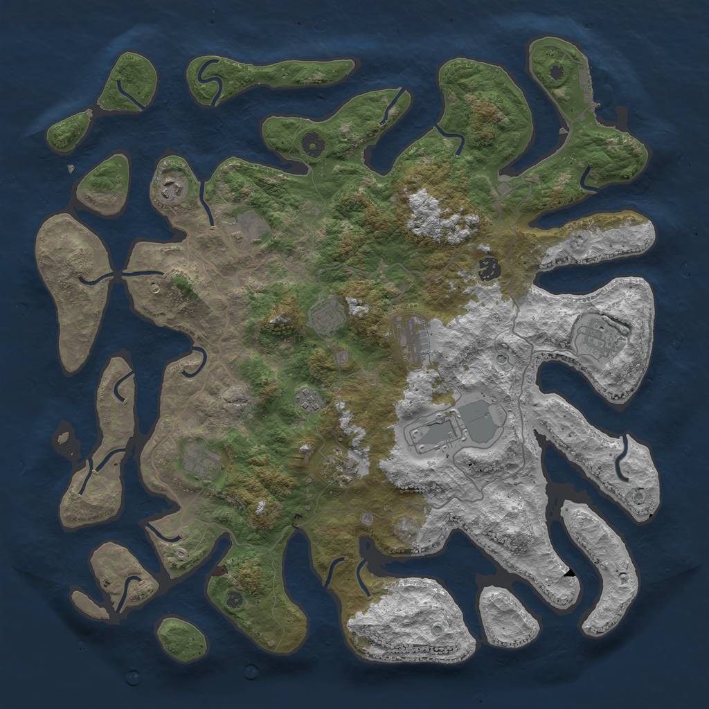 Rust Map: Procedural Map, Size: 4500, Seed: 287, 14 Monuments