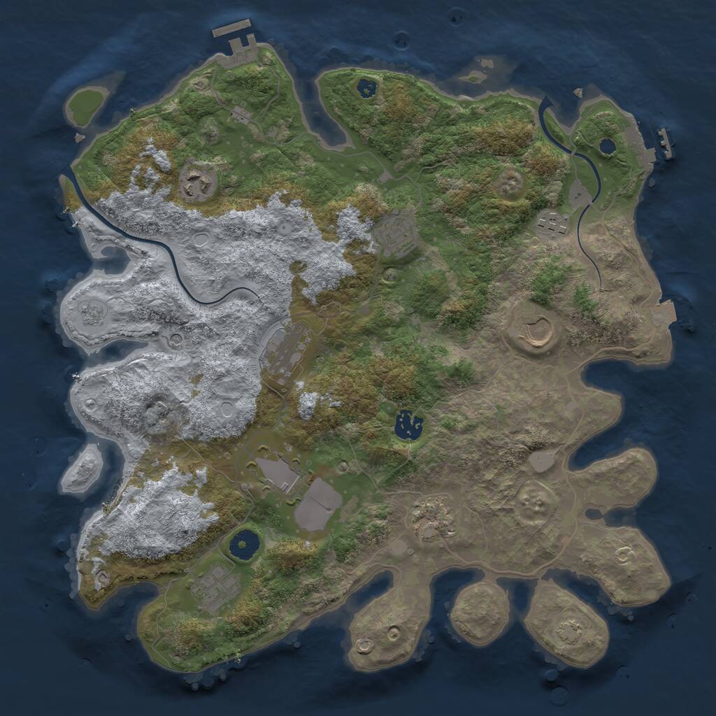 Rust Map: Procedural Map, Size: 3700, Seed: 1056658036, 15 Monuments