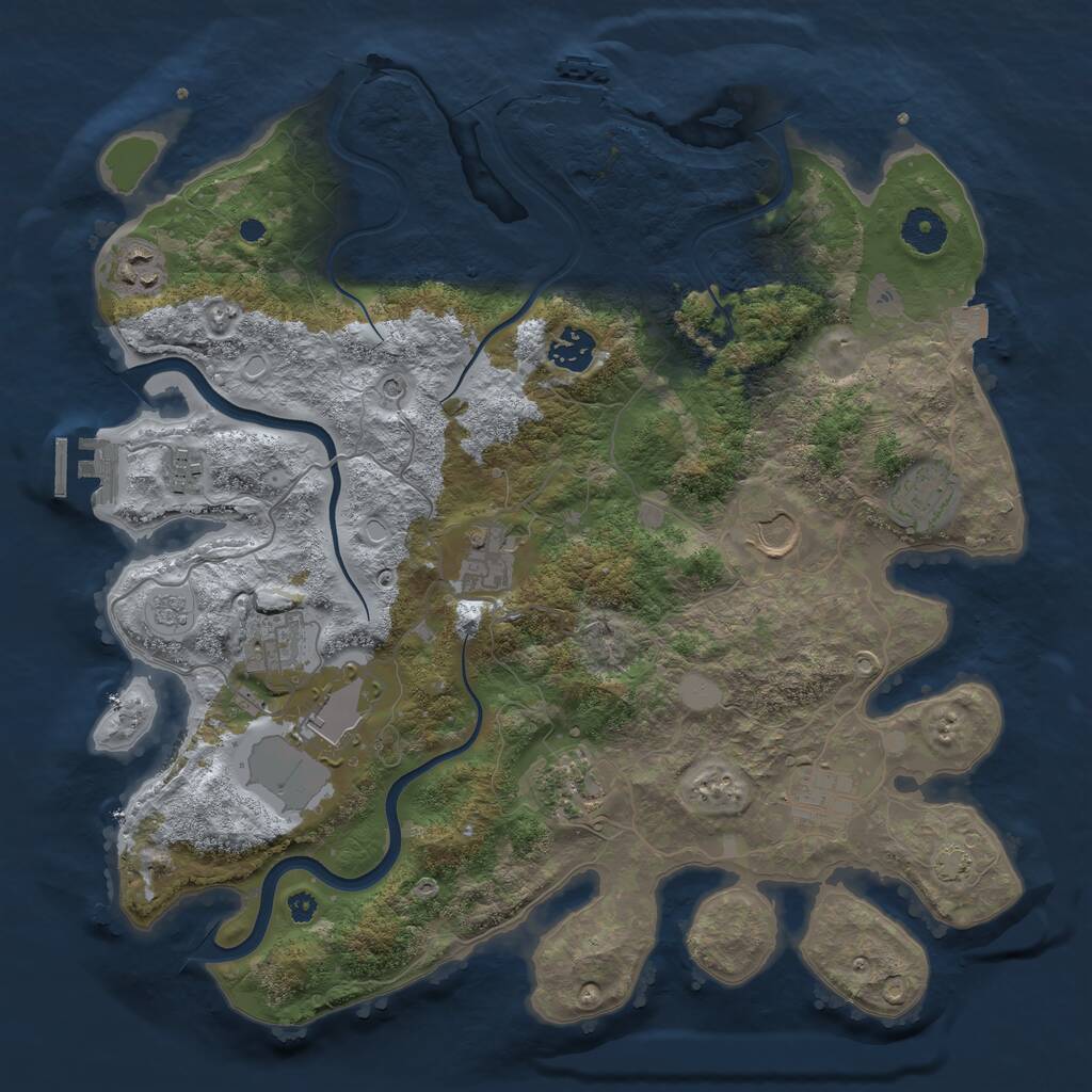 Rust Map: Procedural Map, Size: 3700, Seed: 1056658036, 16 Monuments