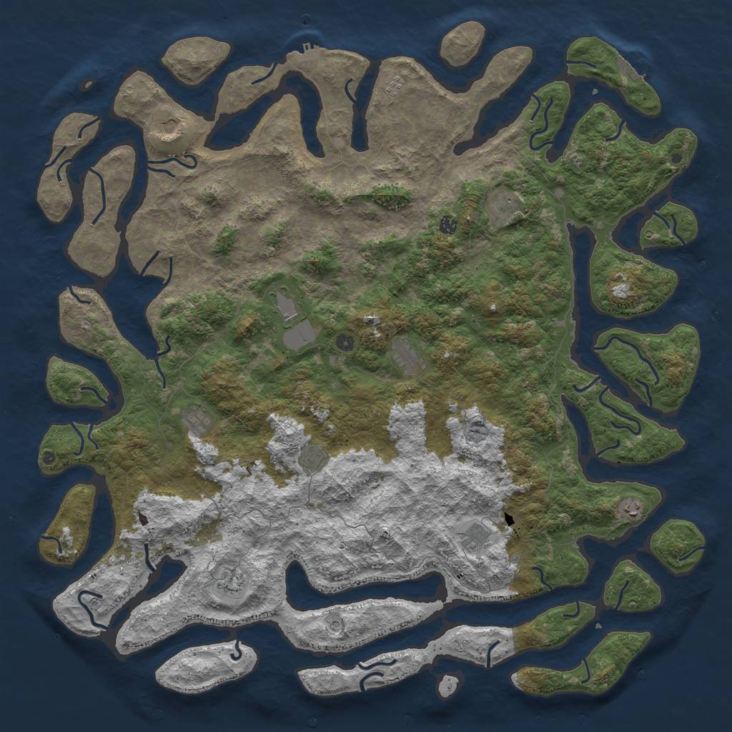 Rust Map: Procedural Map, Size: 6000, Seed: 24542, 16 Monuments