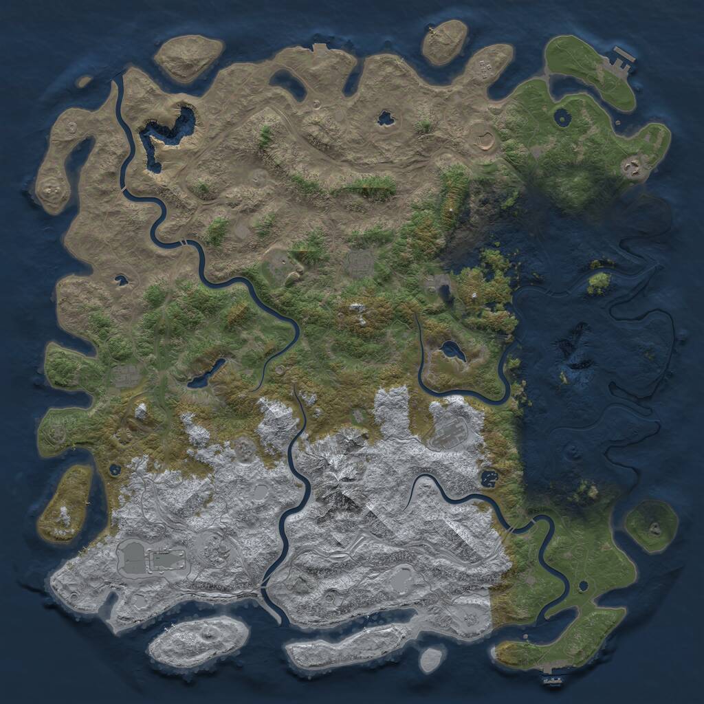 Rust Map: Procedural Map, Size: 6000, Seed: 24542, 17 Monuments