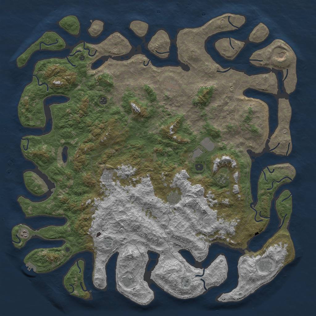 Rust Map: Procedural Map, Size: 6000, Seed: 999, 15 Monuments