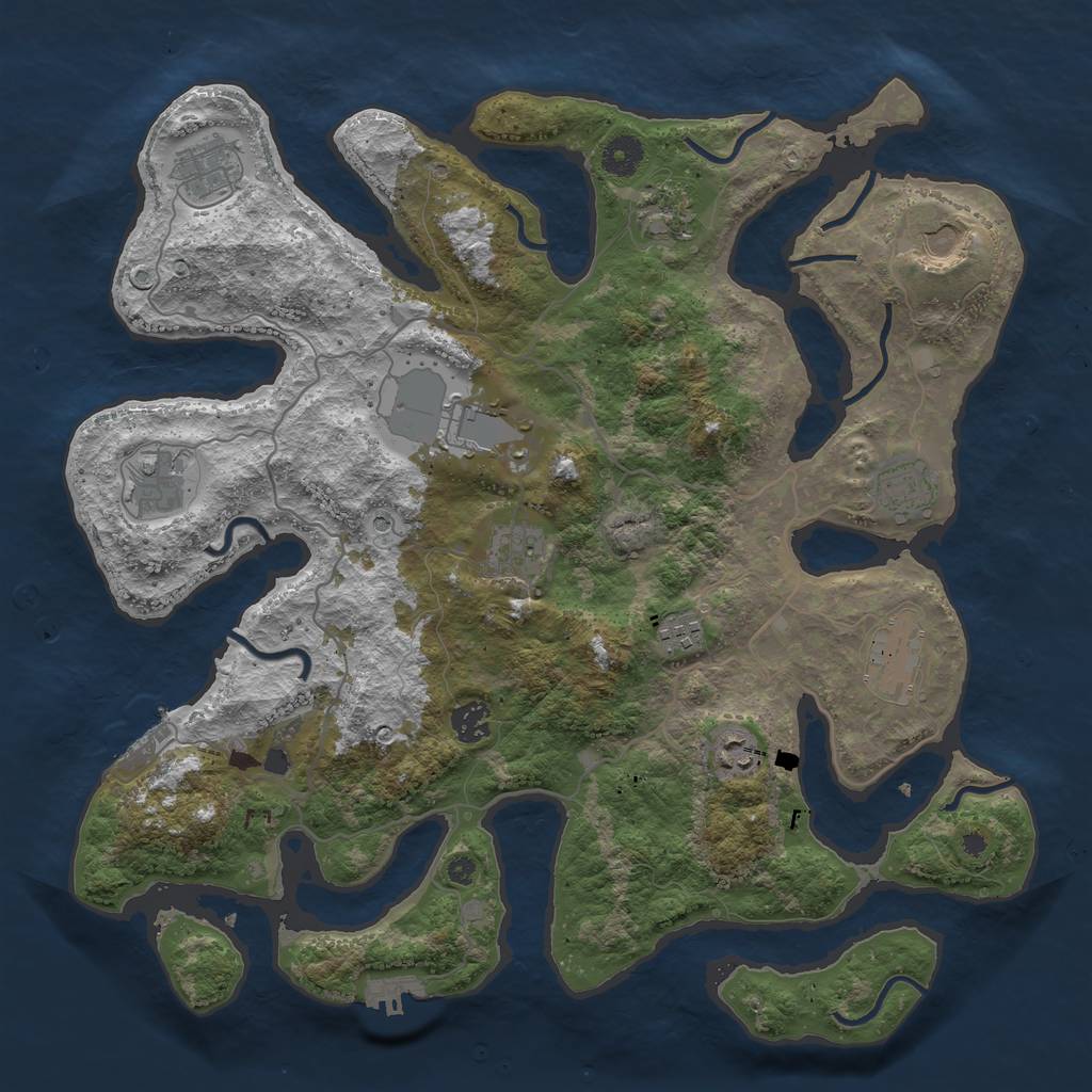 Rust Map: Procedural Map, Size: 4000, Seed: 68968108, 16 Monuments