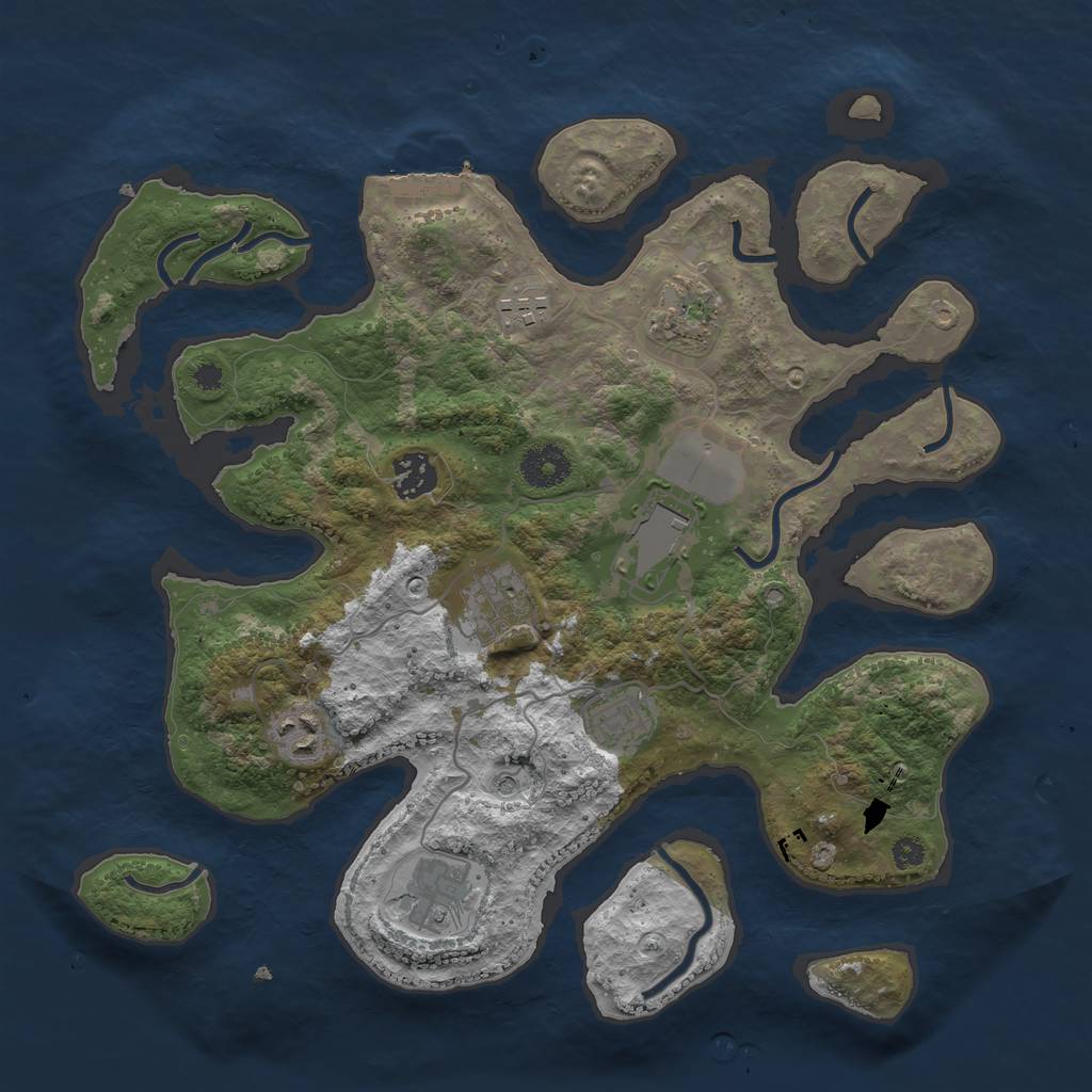 Rust Map: Procedural Map, Size: 3500, Seed: 166605599, 12 Monuments