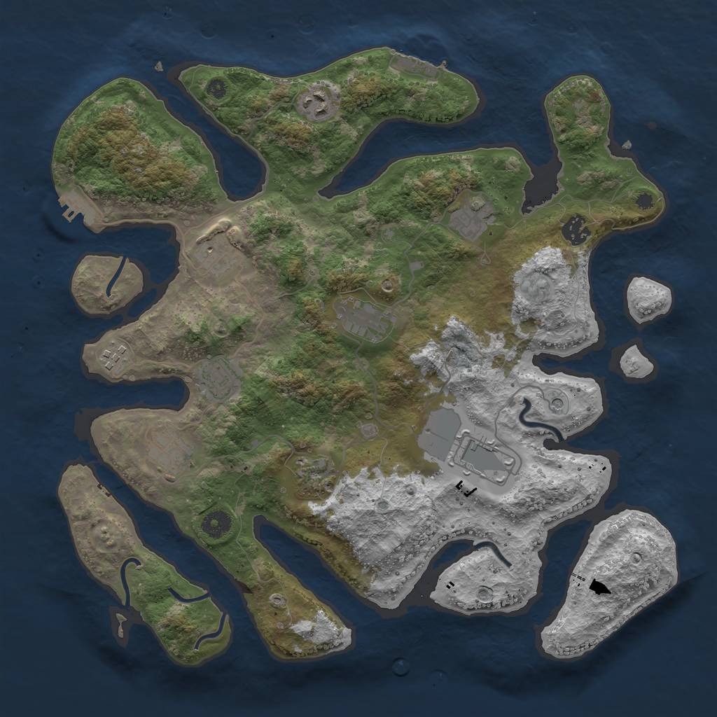 Rust Map: Procedural Map, Size: 3850, Seed: 1348446450, 15 Monuments