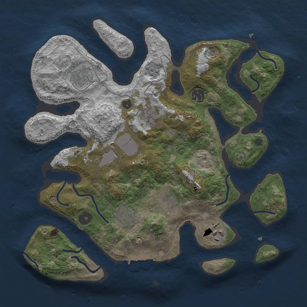 Rust Map: Procedural Map, Size: 3500, Seed: 1451951097, 12 Monuments