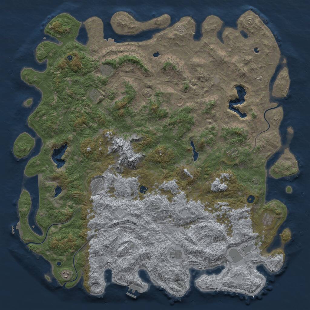 Rust Map: Procedural Map, Size: 6000, Seed: 51586060, 17 Monuments