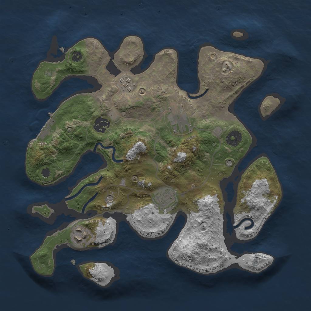 Rust Map: Procedural Map, Size: 3000, Seed: 1302020, 9 Monuments