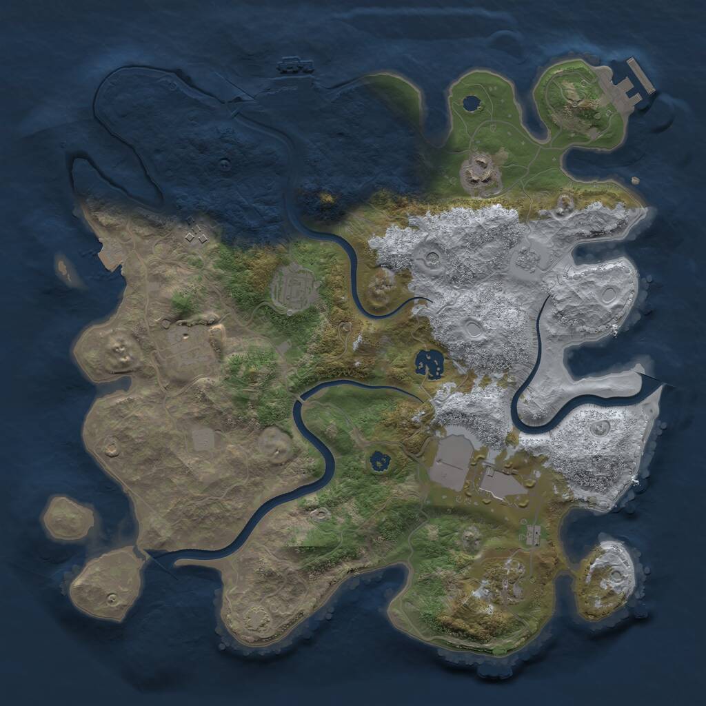 Rust Map: Procedural Map, Size: 3500, Seed: 7225, 13 Monuments