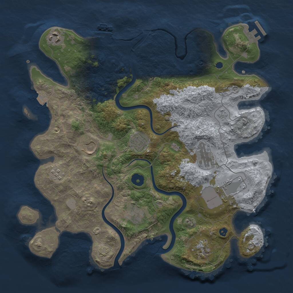 Rust Map: Procedural Map, Size: 3500, Seed: 7225, 14 Monuments