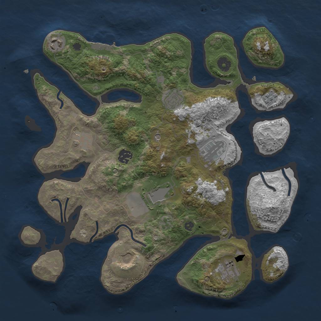 Rust Map: Procedural Map, Size: 3500, Seed: 7225, 13 Monuments