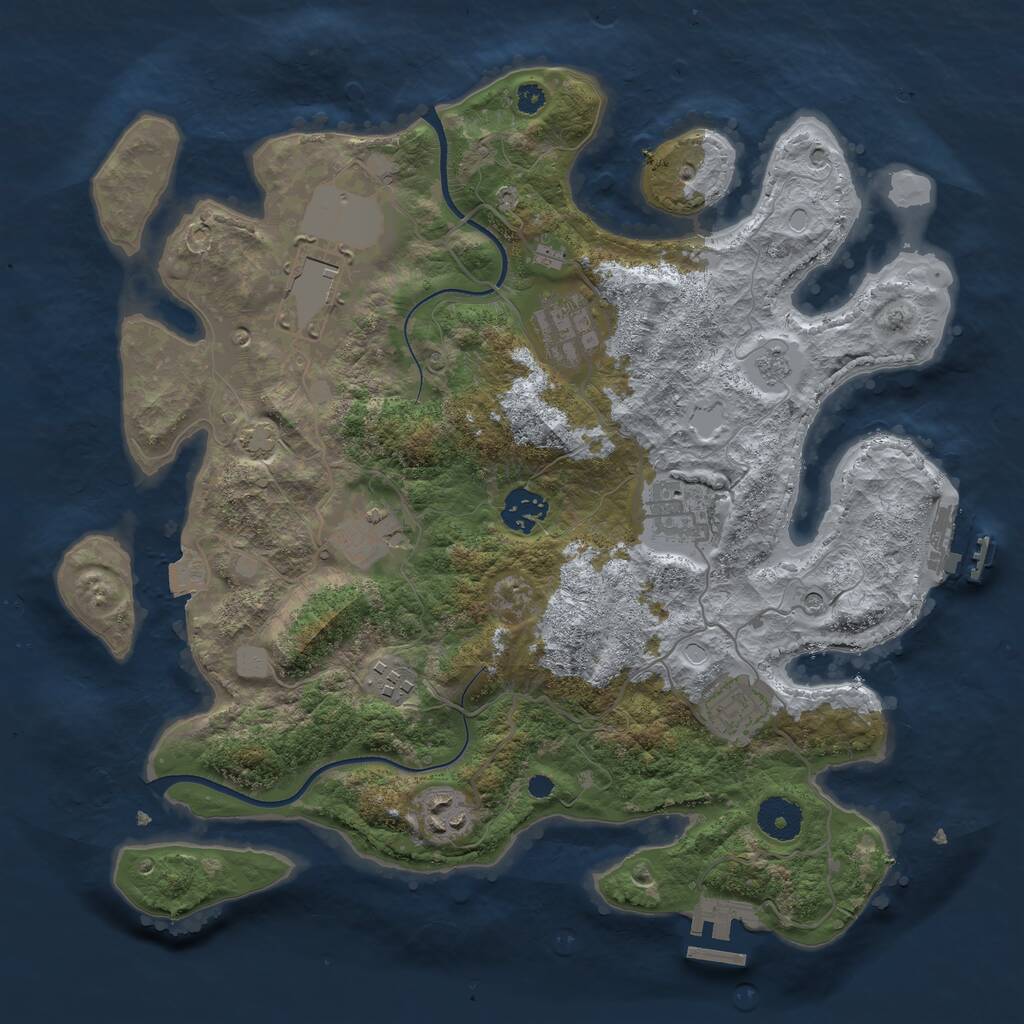 Rust Map: Procedural Map, Size: 3500, Seed: 162987361, 14 Monuments