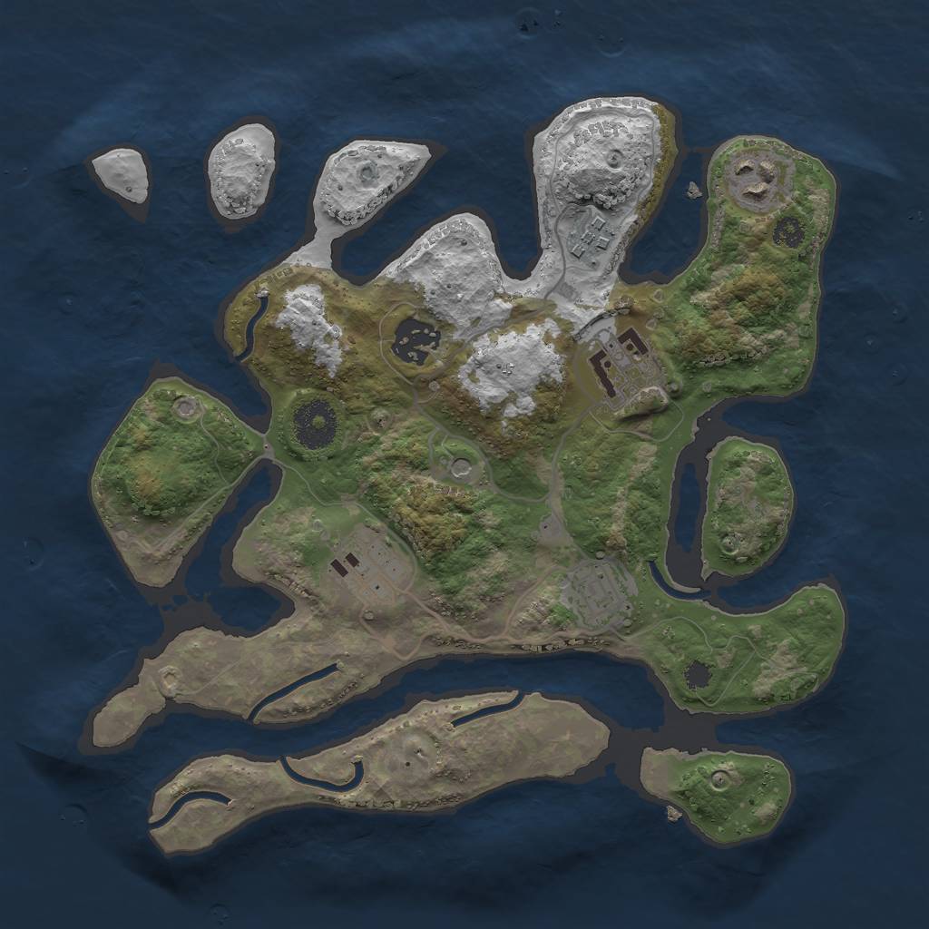 Rust Map: Procedural Map, Size: 3000, Seed: 1570199462, 9 Monuments