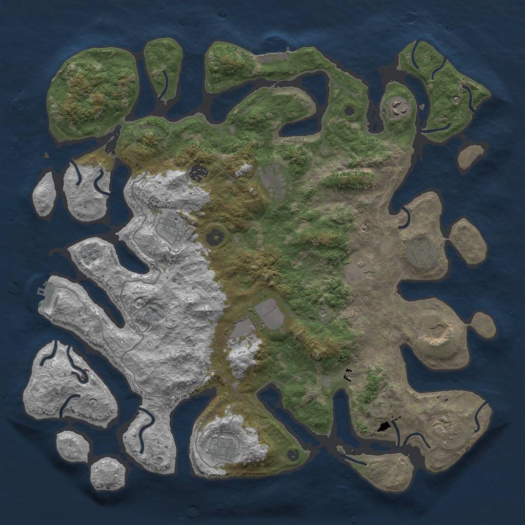 Rust Map: Procedural Map, Size: 4500, Seed: 793198, 16 Monuments
