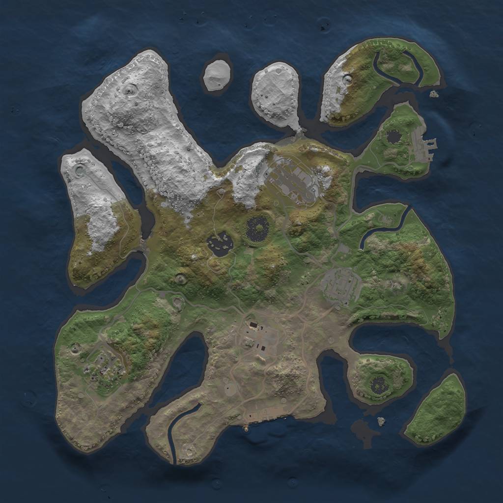 Rust Map: Procedural Map, Size: 3000, Seed: 2024004951, 9 Monuments
