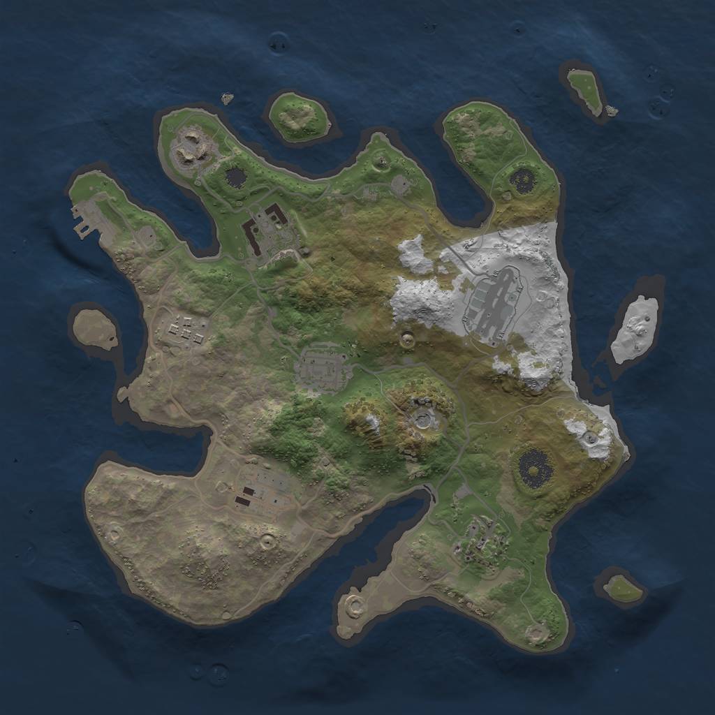 Rust Map: Procedural Map, Size: 3000, Seed: 1176859635, 11 Monuments